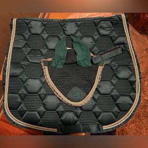 Teal - NEW - Lettia saddle pad/bonnet for English jumping saddles, horse size